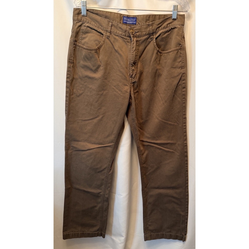 Pendleton‎ Men's Size 34x30 Brown Straight Leg 5-Pocket Pants Casual 100% Cotton